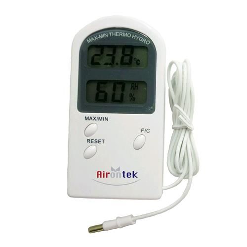Termoigrometro Digitale Airontek Min Max con Sonda Esterna per Grow Box Termoigrometro Digitale Airontek Min Max con Sonda Esterna per Grow Box