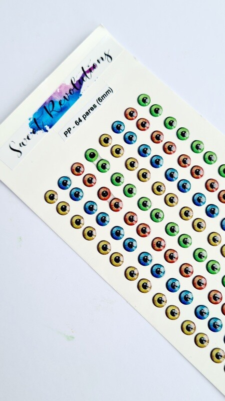 3D Resin Iris Eyes Stickers 6mm (64pairs)