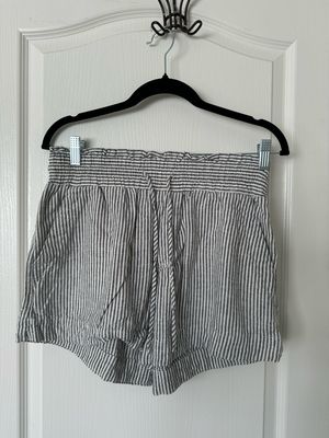 Linens Shorts Drawstring Blue + White