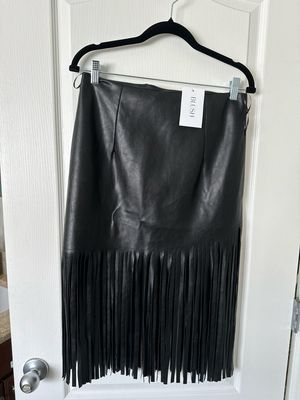 Pink Blush Pleather Frayed Skirt NWT — Large