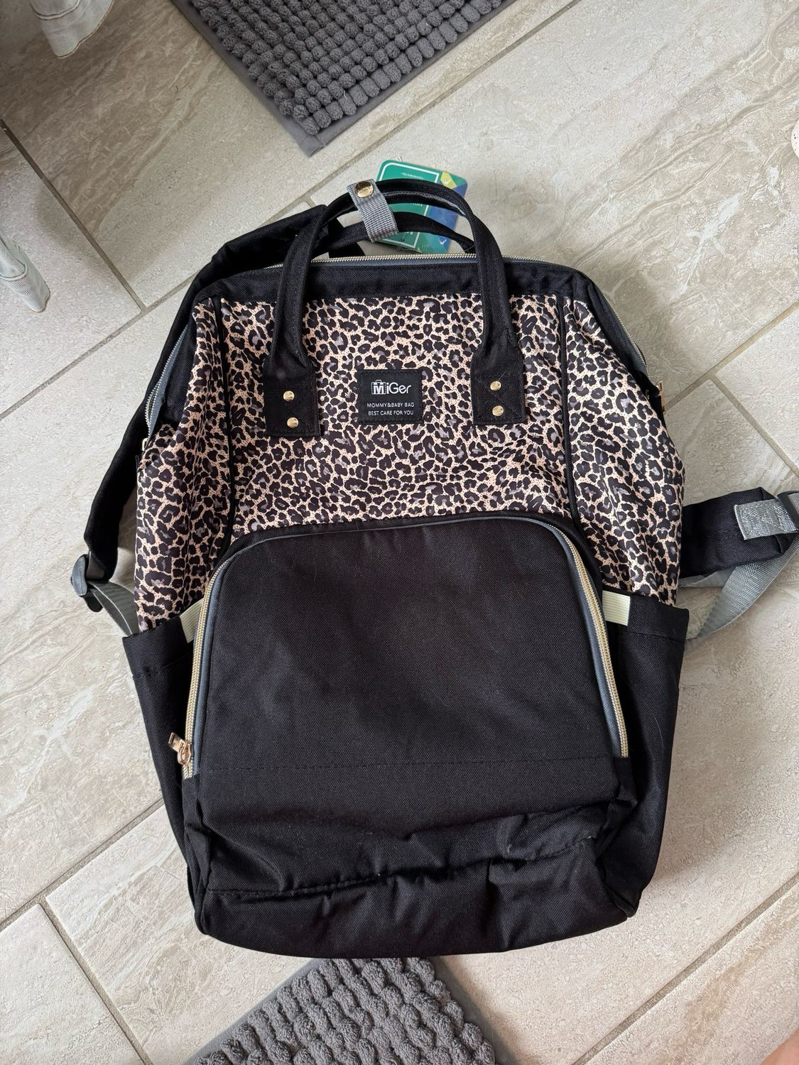 Leopard/Black Diaper Backpack