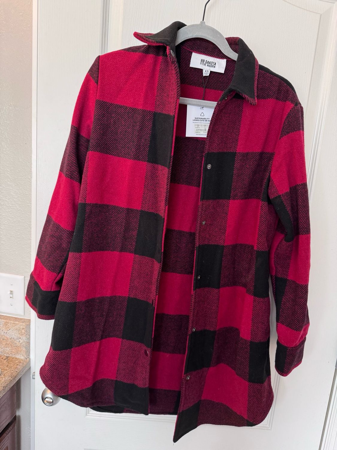 Steven madden Shacket red and black buffalo plaid size XS