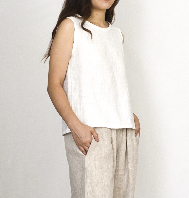 Porcelain White Essential Tank Top, 100% European Linen
