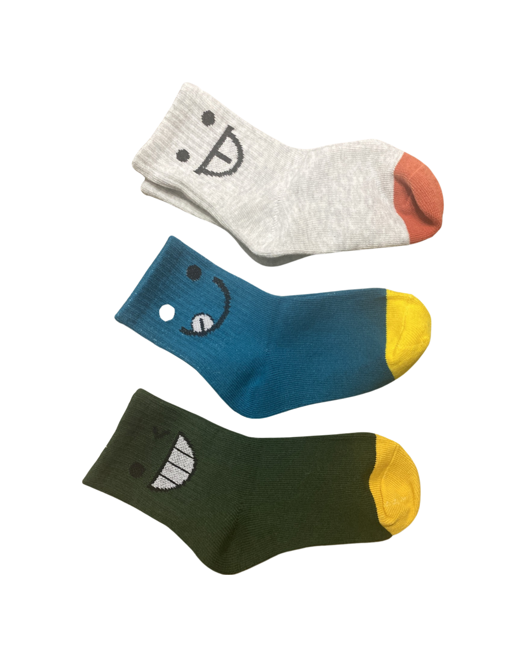 Graphic Socks (Silly Faces), Toddler Size: Grey - M