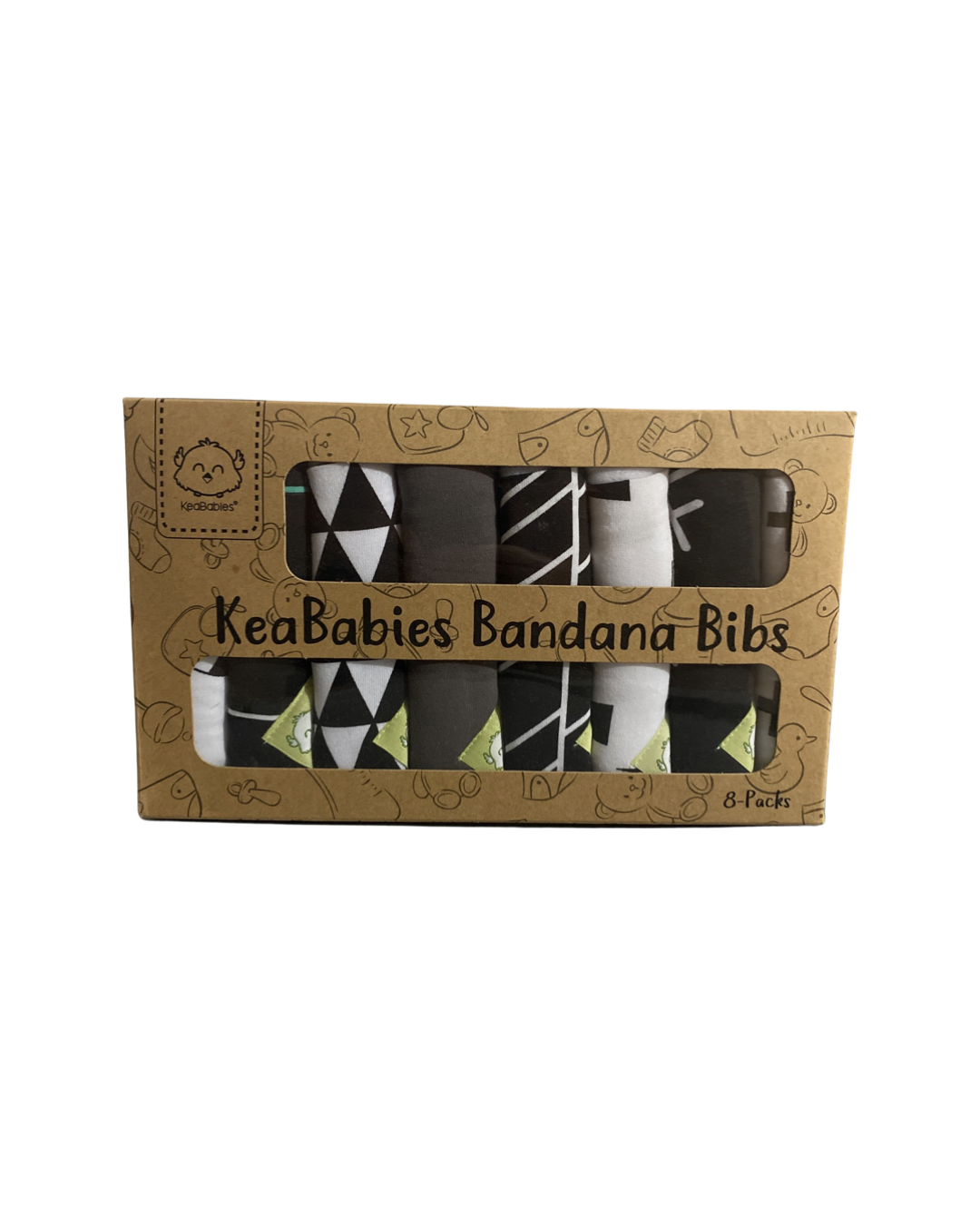 KeaBabies Bandana Bibs 8PK, Style: Black &amp; White