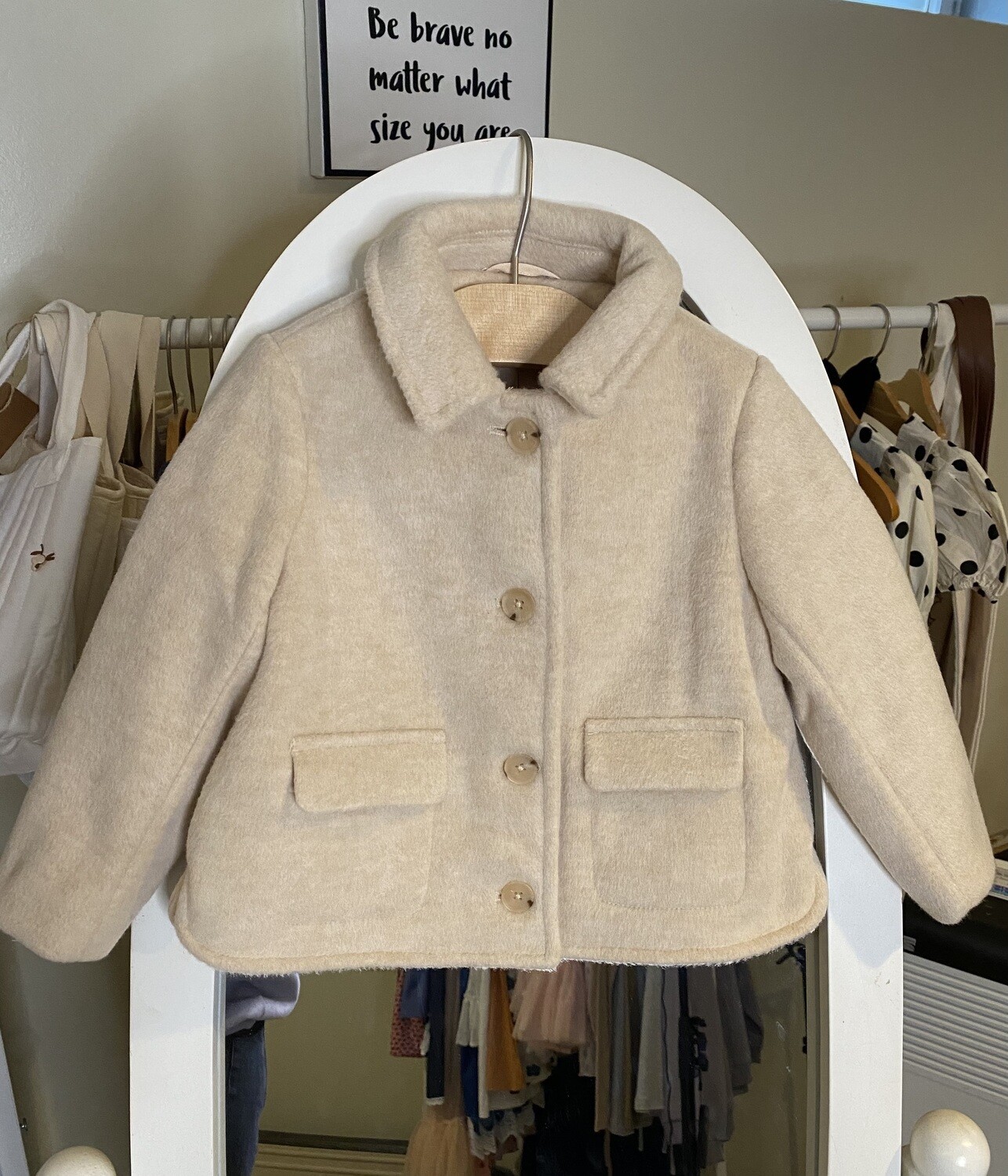 Kinder Mo:Vint Light Wool Jacket (Beige), Size: 1-2yr