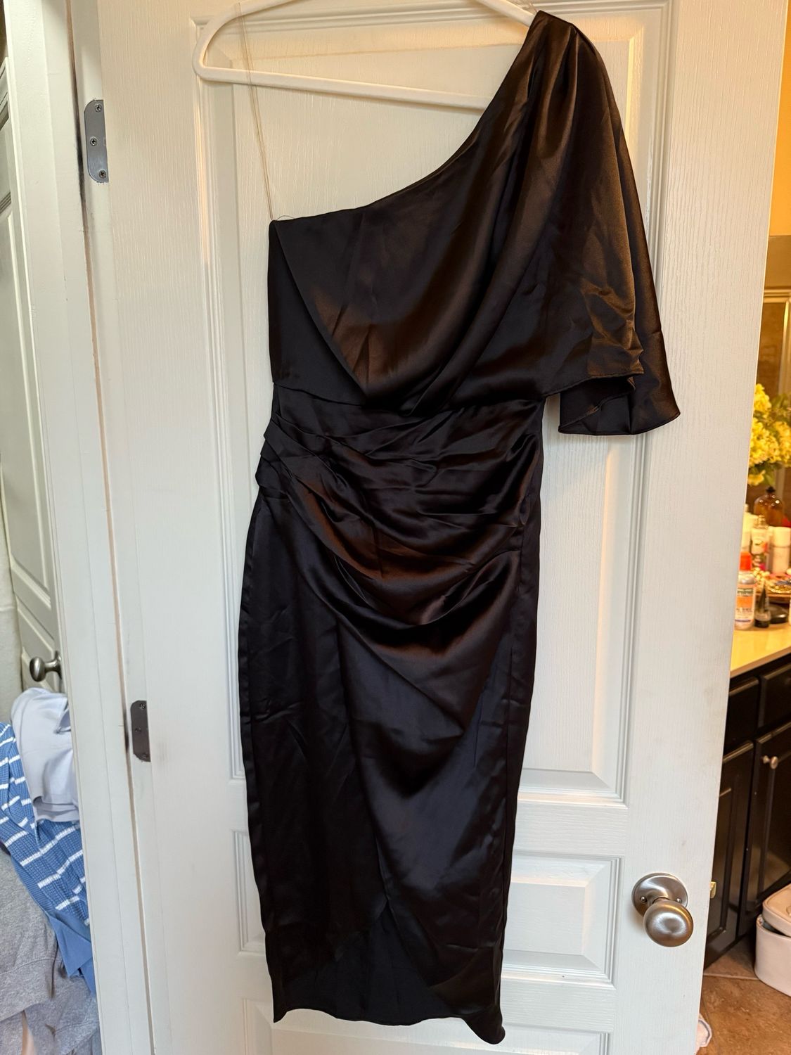Black Silk One Shoulder Dress