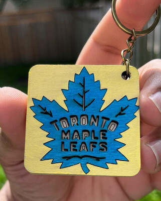 Toronto Maple leaf handmade wooden keychain, Hockey keychain, hockey team, sports, small gift