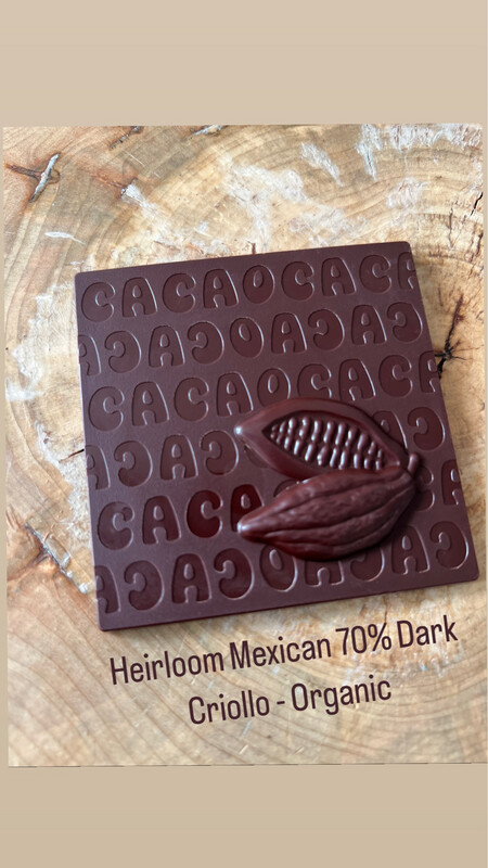 Mexico - 70%  (with nibs, salt, chilis and cinnamon)