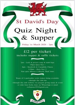 St David's Day Quiz Night & Supper