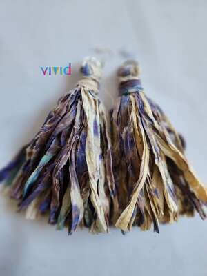 Lavender Tye-Dye Multi Fringe Earrings