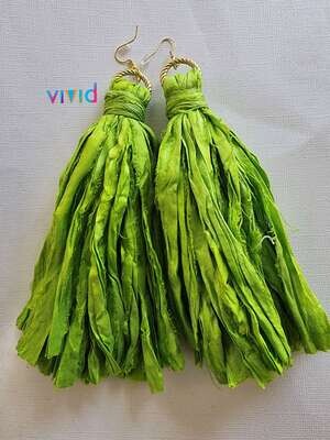 Vivid Green Fringe Earrings