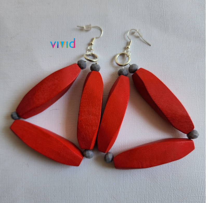 Red Triangle Earrings