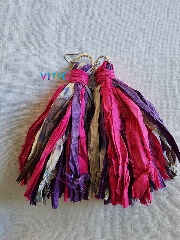 Purple &amp; Pink Fringe Earrings