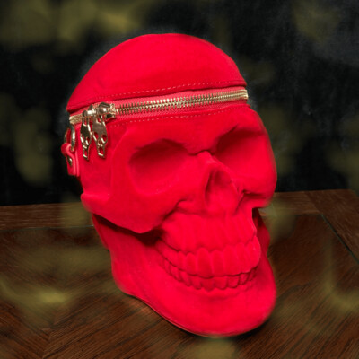 Velvet Red Skull Handbag
