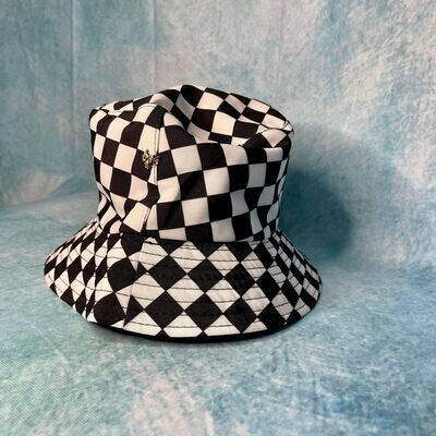 Black & White Checkered Reversible Bucket Hat