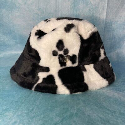 Faux Fur Cow Print Bucket Hat