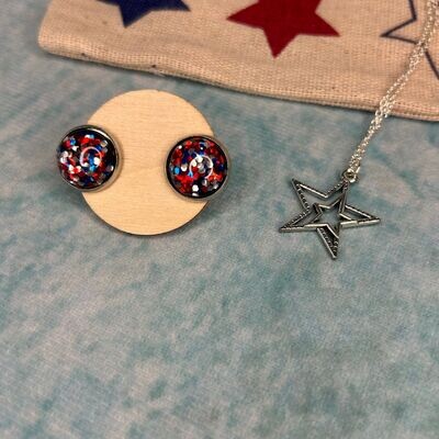 SALE - Patriotic Necklace & Earring Set