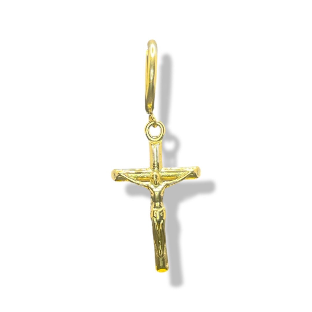 Crucifix Hoop Earring (Gold)