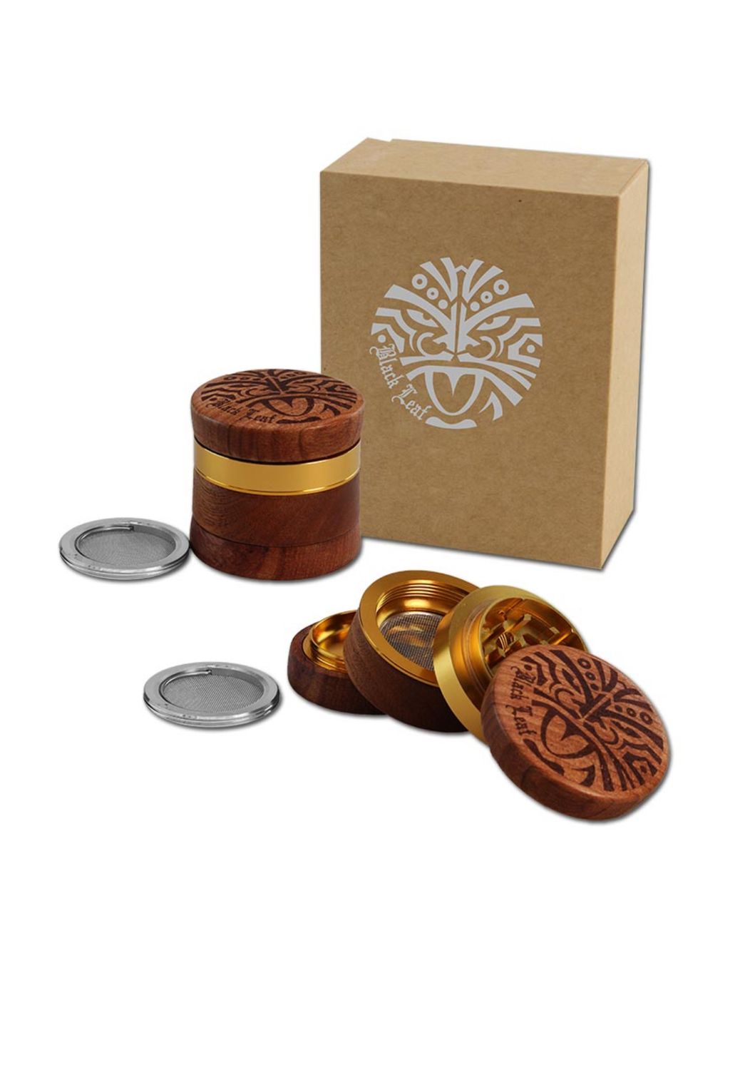 Black Leaf Maori Alu-/Holzgrinder 4-tlg.