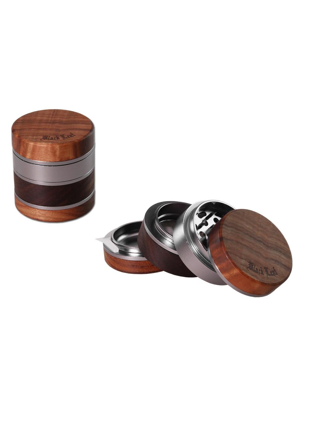 Black Leaf Aluminium/Nussholz Grinder 4-tlg.
