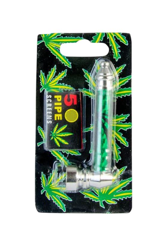 US Schraubpfeife aus Metall, 85mm, &quot;Weed&quot; + Siebe