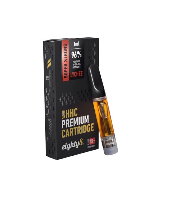 Eighty8 10-OH-HHC Kartusche Super Strong Lychee, 96 % 10-OH-HHC, 1 ml Eighty8 10-OH-HHC Kartusche Super Strong Lychee, 96 % 10-OH-HHC, 1 ml
