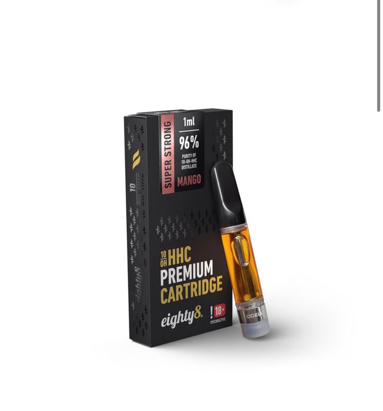 Eighty8 10-OH-HHC Kartusche Super Strong Mango, 96 % 10-OH-HHC, 1 ml Eighty8 10-OH-HHC Kartusche Super Strong Mango, 96 % 10-OH-HHC, 1 ml