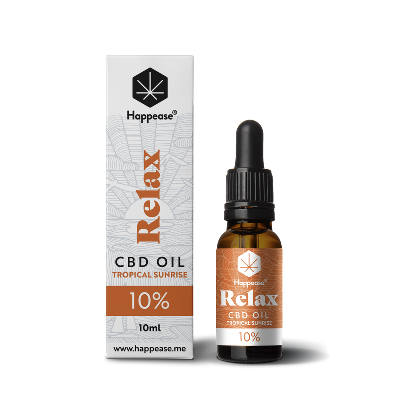 Happease Relax CBD Oil Tropical Sunrise, 10 % CBD, 1000 mg, 10 ml