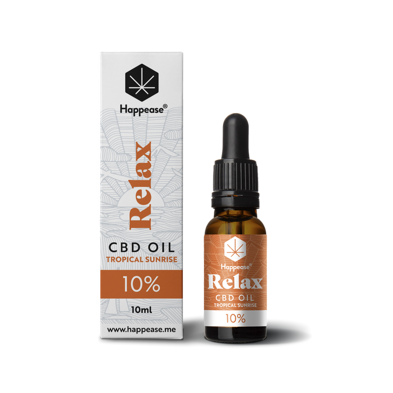 Happease Relax CBD Oil Tropical Sunrise, 10 % CBD, 1000 mg, 10 ml