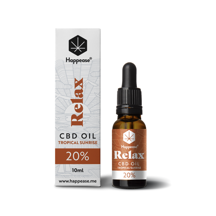 Happease Relax Tropical Sunrise CBD-öl, 20 % CBD, 2000 mg, 10 ml