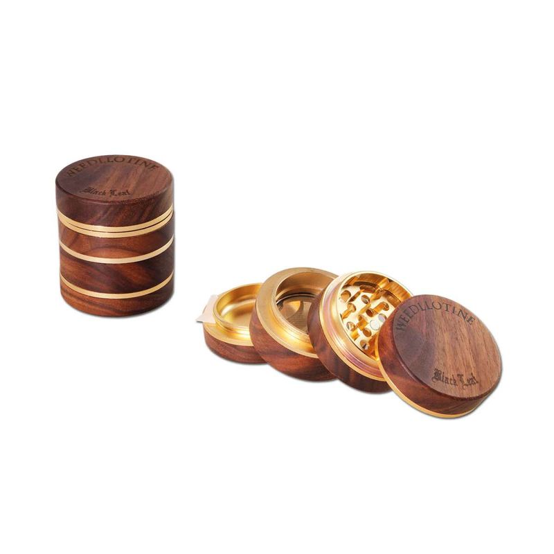? Black Leaf® Nussbaum Grinder – 4-teilig, golden ? Black Leaf® Nussbaum Grinder – 4-teilig, golden