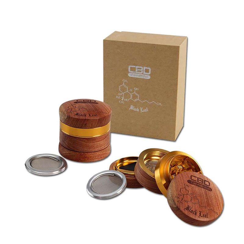 ? Black Leaf® Grinder – „Wood Style“ – 4-tlg. – braun/bronze ? Black Leaf® Grinder – „Wood Style“ – 4-tlg. – braun/bronze