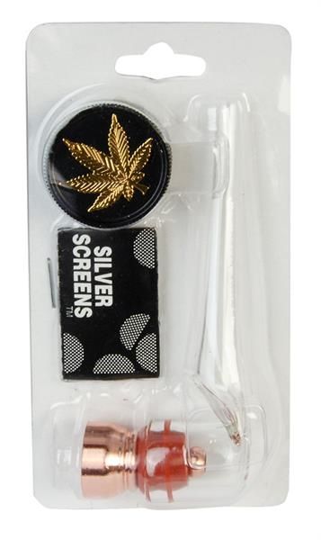 Tabakpfeife & Grinder Set „Weed Glass“