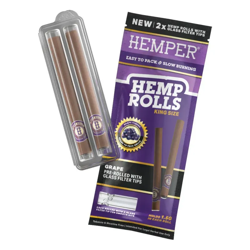HEMPER King Size Rolls + Glas Tip 2Stk - Grape