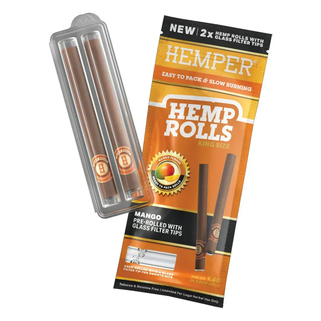 HEMPER King Size Rolls + Glas Tip 2Stk. - Mango