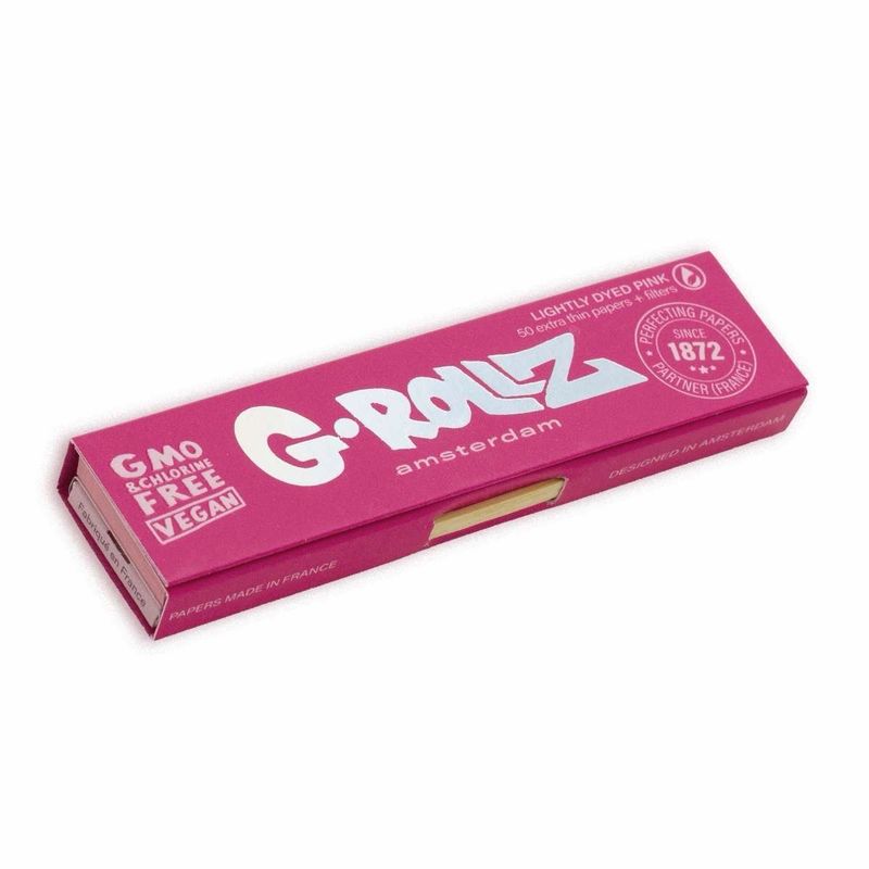 G-Rollz Lightly Dyed Pink Papers + Tips + Bamboo Poker