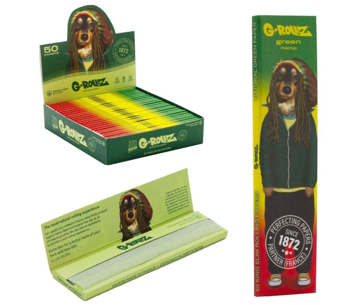 G-Rollz Green Hemp King Slim Papers