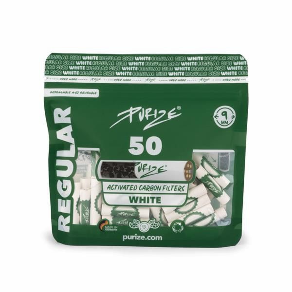 Purize Regular Size White Aktivkohlefilter 50 Stück 9mm