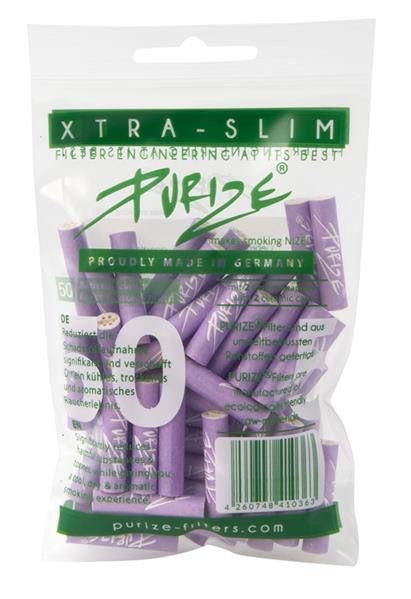 PURIZE Aktivkohlefilter, XTRA Slim LILAC, ø 5,9mm, 50er Packung