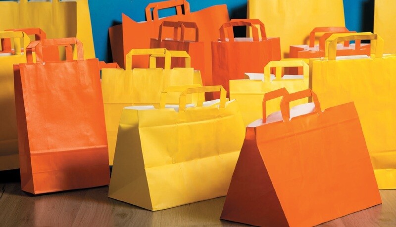 Shoppers Gialle in carta 26+18x26cm