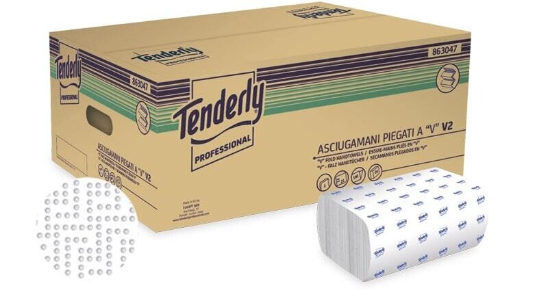 Asciugamani in carta piegati a "v" 21x21 tenderly Ct=20cf x 190pz