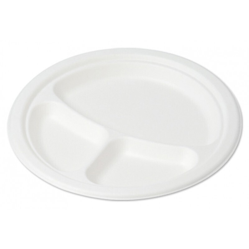 Piatti piani compostabili 3 scomparti Ø26cm