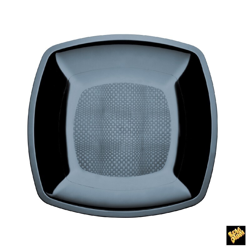 Piatto piano quadrato nero 23cm 500cc