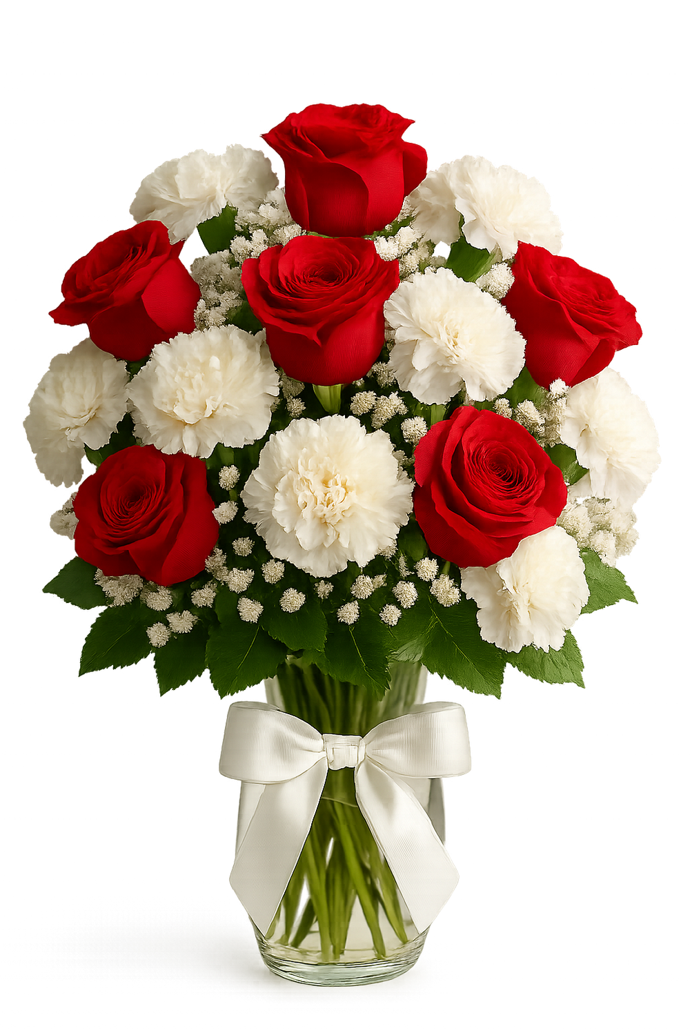 Roses and Carnations/ Poms (White/ Red)