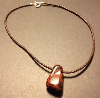 Ledercollier mit Mahagoniobsidian Anhänger