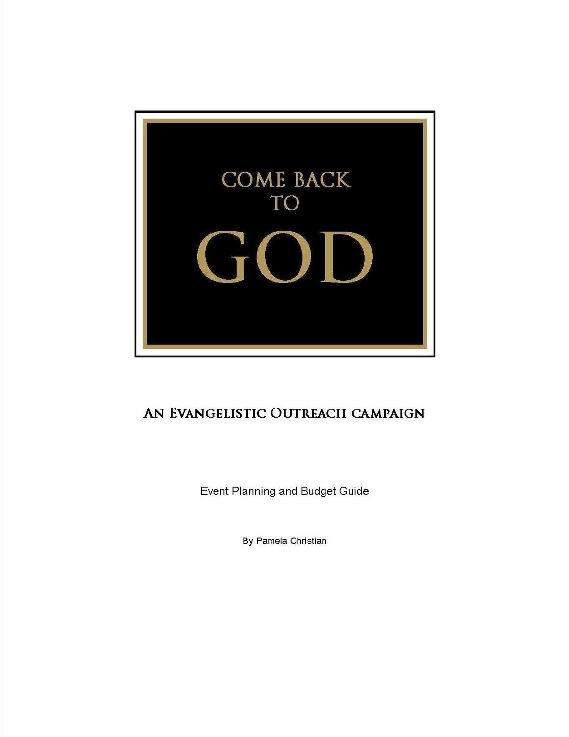 Come Back to God Event Budget Guide Booklet