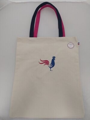 TOTE BAG OU Sac Canvas  avec Coq  aux couleurs de France