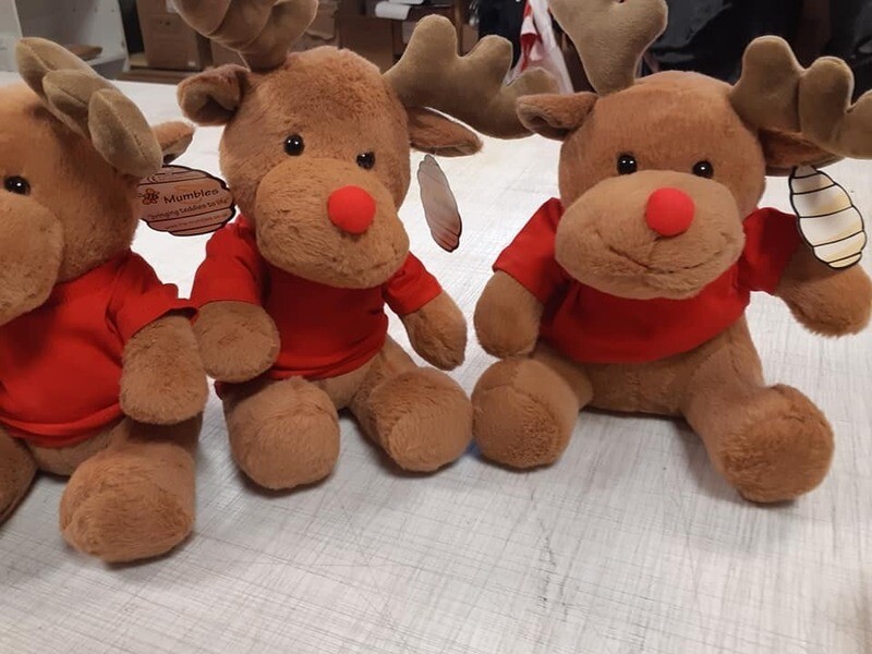 MM033 PELUCHE RENNE AVEC UN MARQUAGE  NUMERIQUE SUR LE T-SHIRT
