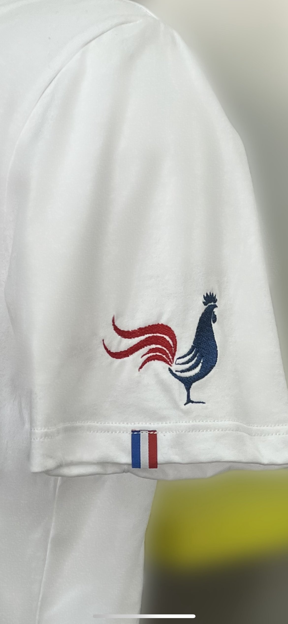 T-shirt Bio Origine France Garantie avec Coq  aux couleurs de France brodé sur la manche
